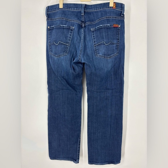 7 For All Mankind Austyn Men’s Straight Leg Jeans Medium Blue 33 - Picture 2 of 3